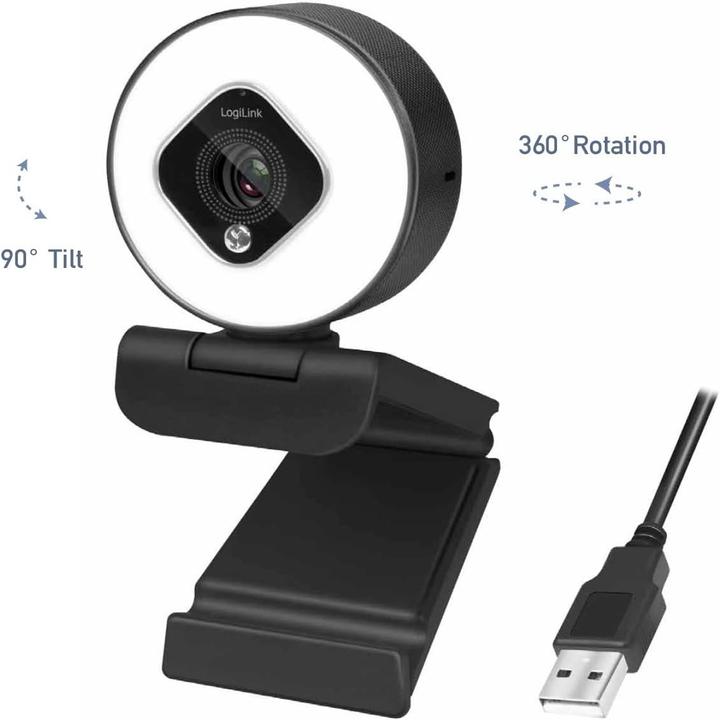 Produktbild LogiLink UA0384 Webcam LL1 Stream, USB 2.0, HD 1920x1080, 76 degree, black (2.10 Mpx)