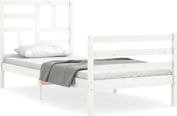 Produktbild vidaXL Massivholzbett mit Kopfteil Weiss 5FT King Size (150 x 200 cm)