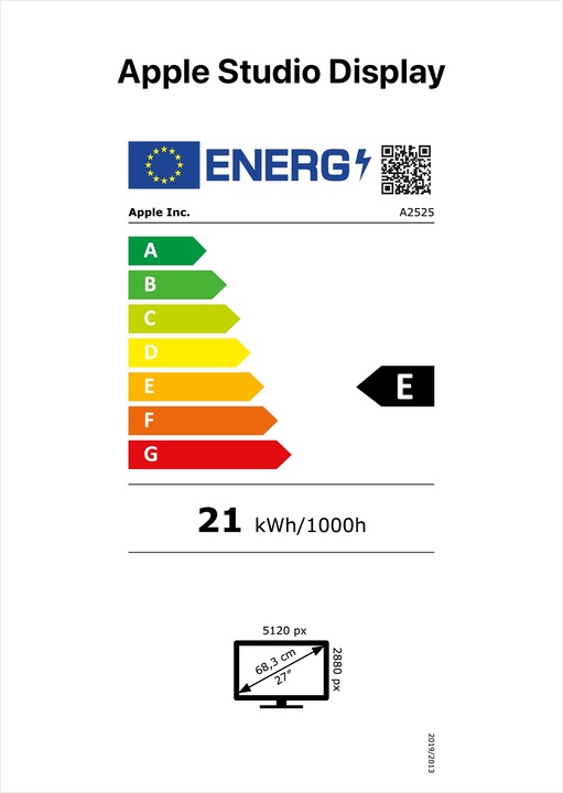 Energie-Label Apple Studio Display Nano (5120 x 2880 Pixel, 27")