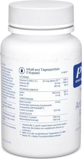 Nährwerte und Zutaten Pure encapsulations Antioxidant Formel, 60 St KAP (60 Stück, Kapseln, 100 g)