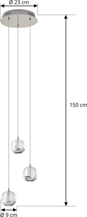 Produktbild Lucande Hayley 3 Pendelleuchte Clear/Chrome (1175 lm)