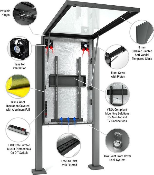 Image du produit DSS Stèle d'extérieur Portrait, écran 65", noir