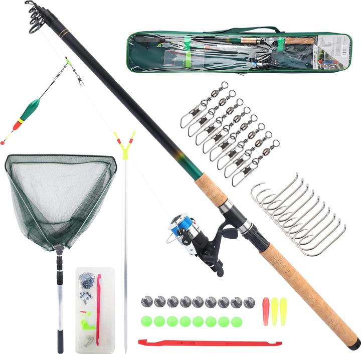Immagine prodotto Q-Tac Set da pesca per carpe (Set da pesca, Telescopio, 300 cm)