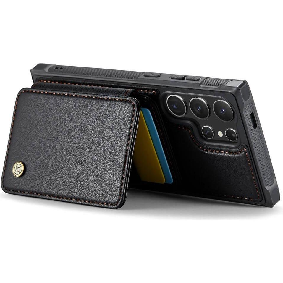 Cover-Discount 2-in-1 Backcover mit Kreditkarten-Etui (Samsung Galaxy S24 Ultra), Smartphone Hülle, Schwarz
