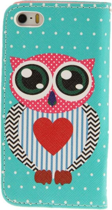Produktbild König Design Schutzhülle Handytasche (Flip Quer) für Handy Apple iPhone 5 / 5s Eule mit Herz (Apple iPhone 5, Apple iPhone 5s)