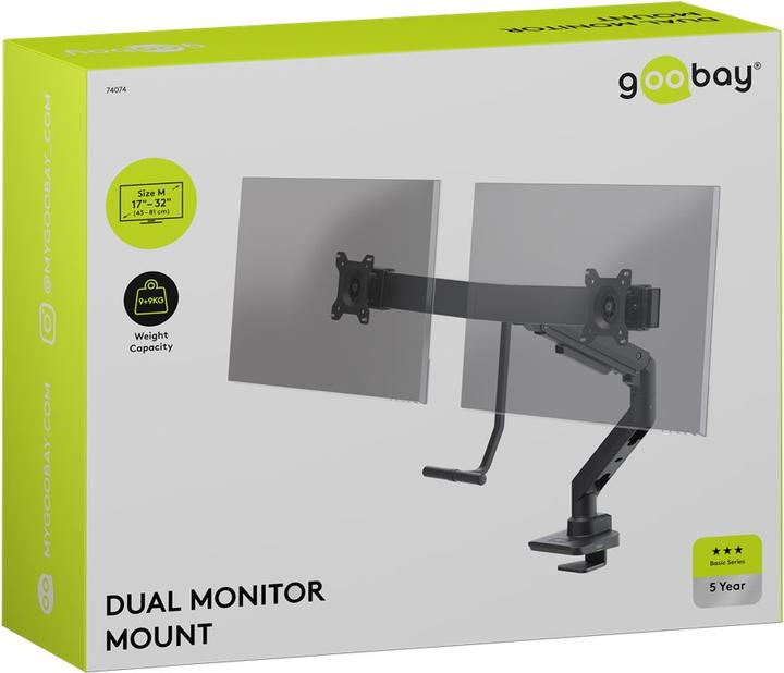 Actual product image Goobay Doppel-Monitorhalterung Office, schwarz (Table, 32", 18 kg)
