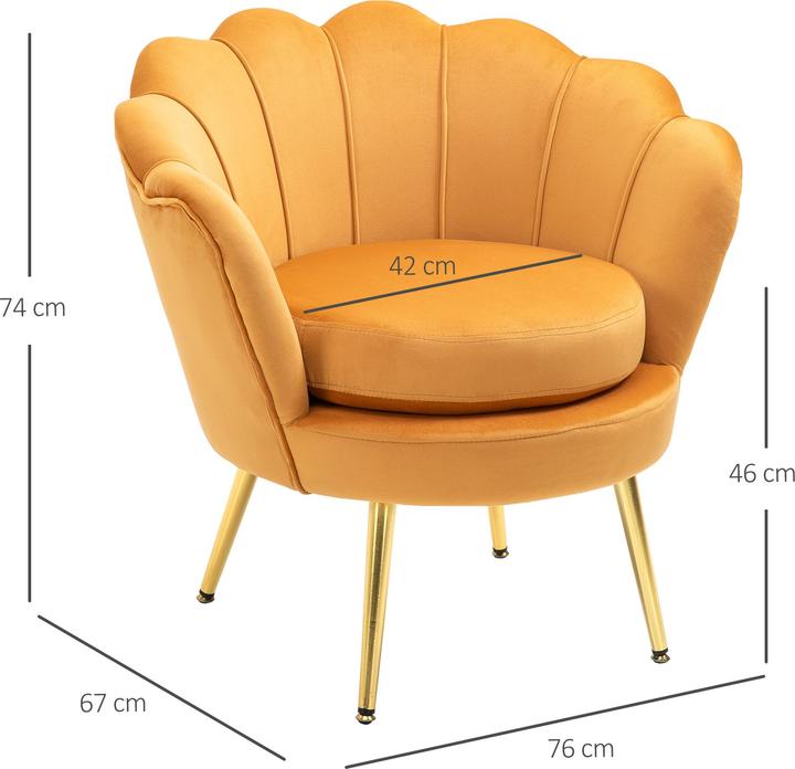 Image du produit Homcom Polstersessel Polyester, Gummiholz Gelb