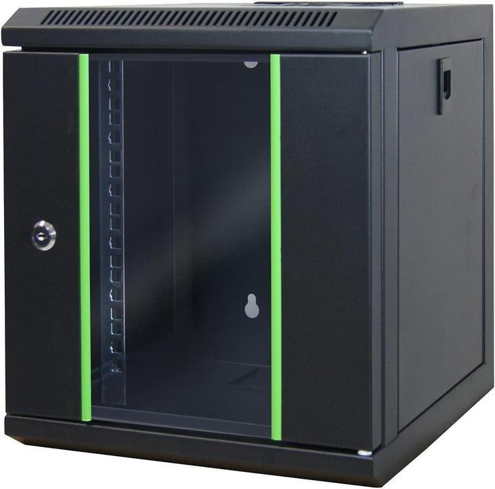 Produktbild Waytex 37483 Mini Network Case 10 Inch 6U Server with Glass Door with Lock Black, Black, Rack (10 Zoll Rack)