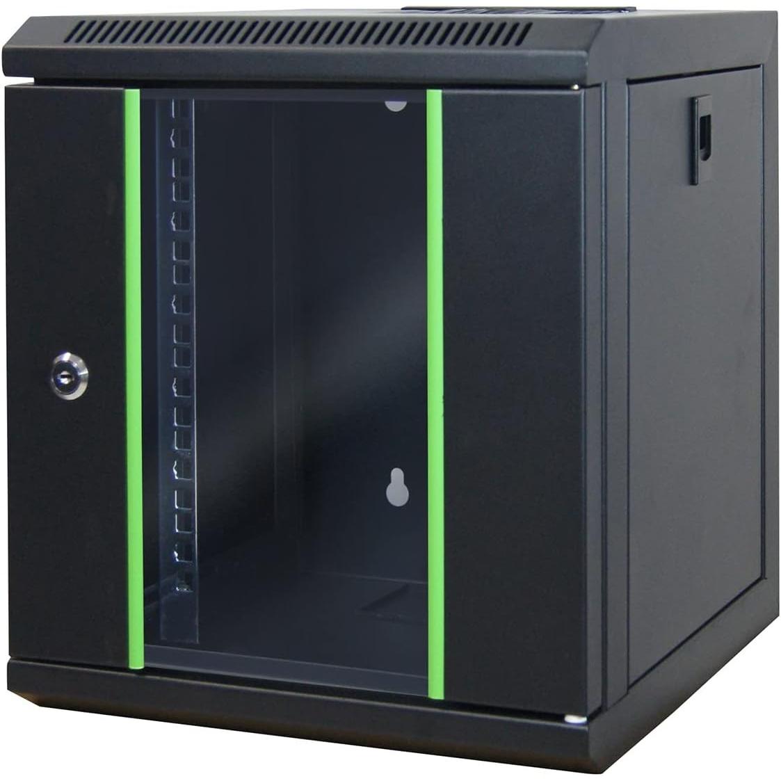 Waytex 37483 Mini Network Case 10 Inch 6U Server with Glass Door with Lock Black, Black, Rack (Portapacchi da 10 pollici), Armadio rack, Nero