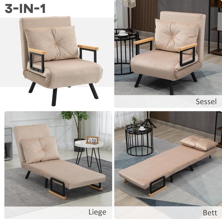 Immagine prodotto Homcom Schlafsofa Stahl, Polyester Beige