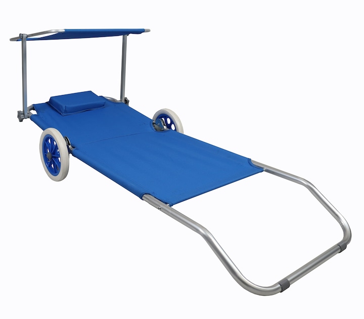Productafbeelding VCM Ligstoel met wieltjes en zonnekap (165 cm)