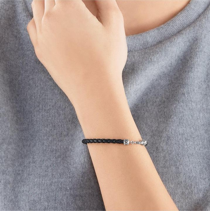 Immagine prodotto Thomas Sabo Bracciale in pelle nera (19 cm, Argento 925, Cuoio)