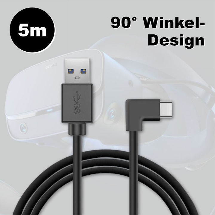 Produktbild Hermex VR Brillen Kabel 5m Oculus Quest 1 + 2 Datenkabel für VR Headset