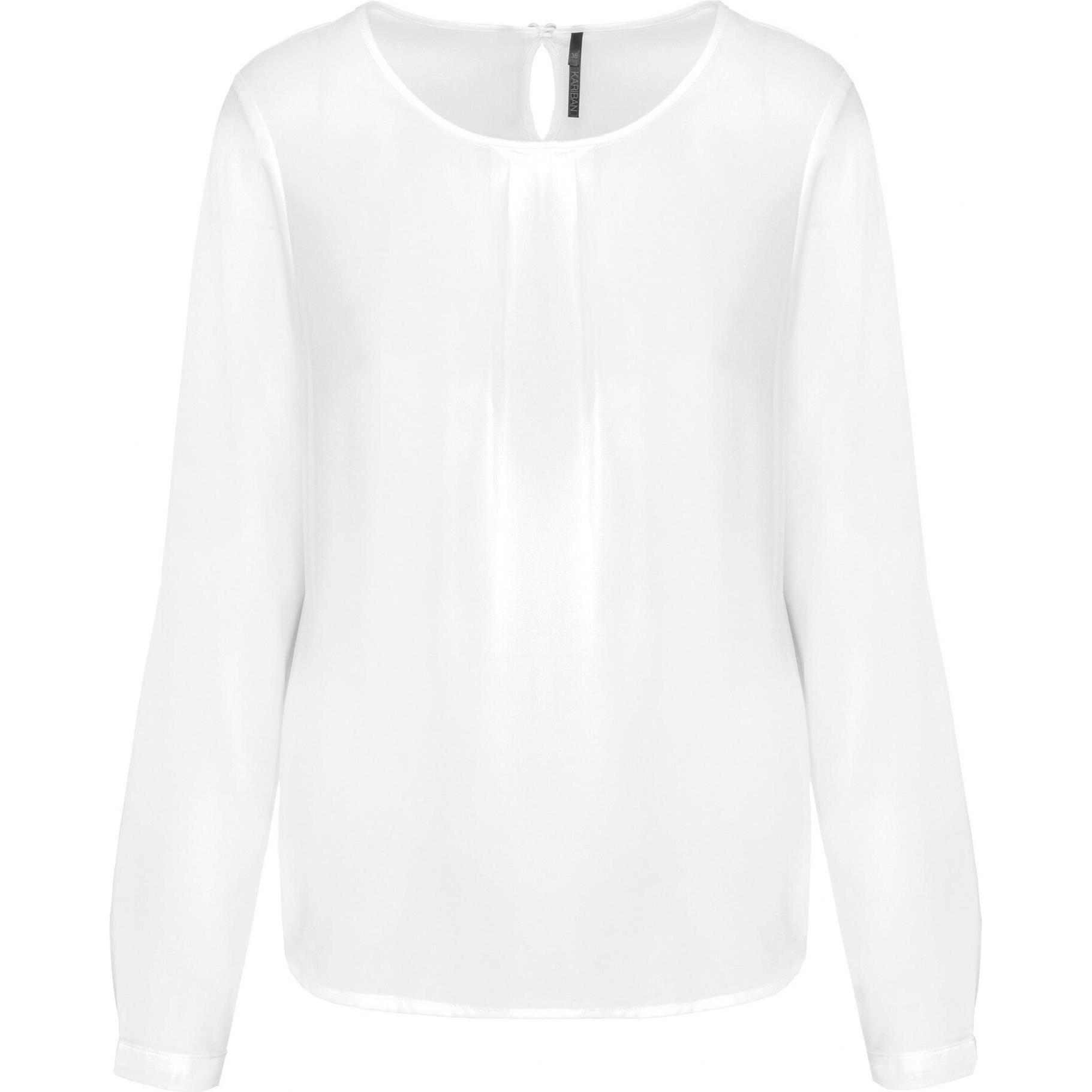 Kariban, Damen, Bluse, Bluse, langarm, aus Krepp, Damen, Weiss, (42)