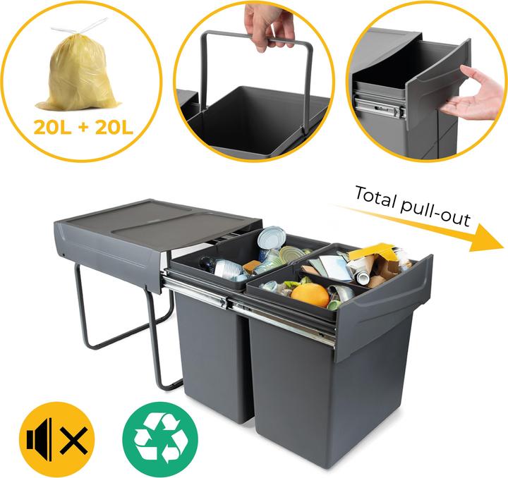 Actual product image Emuca Kitchen waste bin, 2 x 20L (40 l)