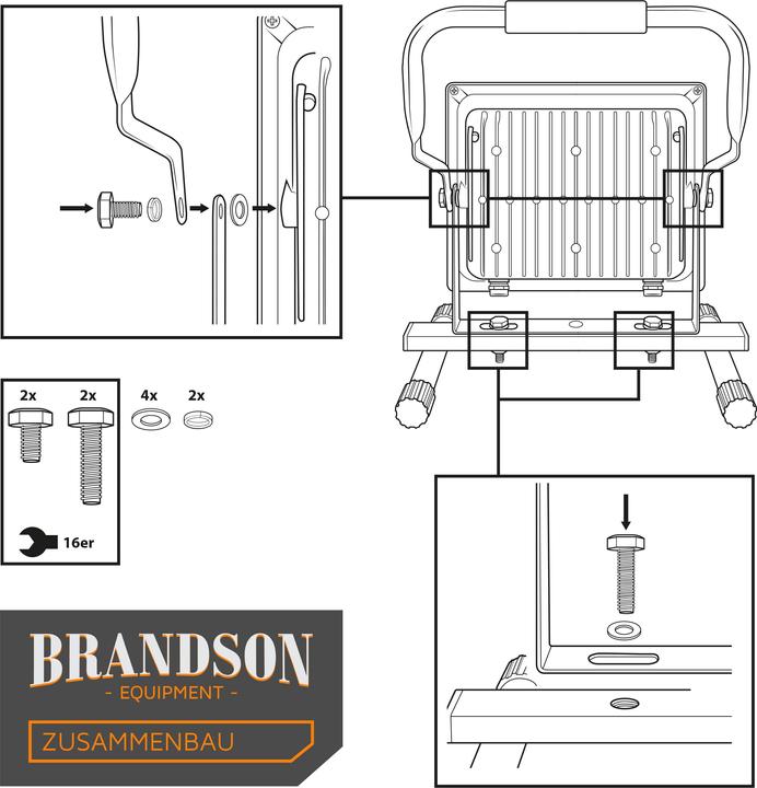 Produktbild Brandson Baustrahler LED, 30W, 2500 Lumen, Fluter, Bauscheinwerfer, Arbeitsleuchte, Arbeitsscheinwerfer, IP65 (2500 lm)