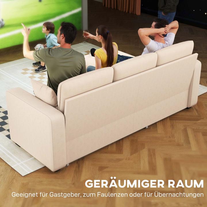 Produktbild Homcom Sofa mit Schlaffunktion Polyester, Stahl Beige (Ecksofa)