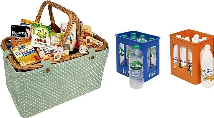 Productafbeelding Tanner Boodschappenmandje, mint met stippen, gevuld