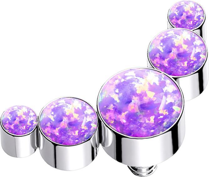 Image du produit Star Piercing Dermal Anchor argent cinq opales violettes (sans laiton, Acier chirurgical 316L)