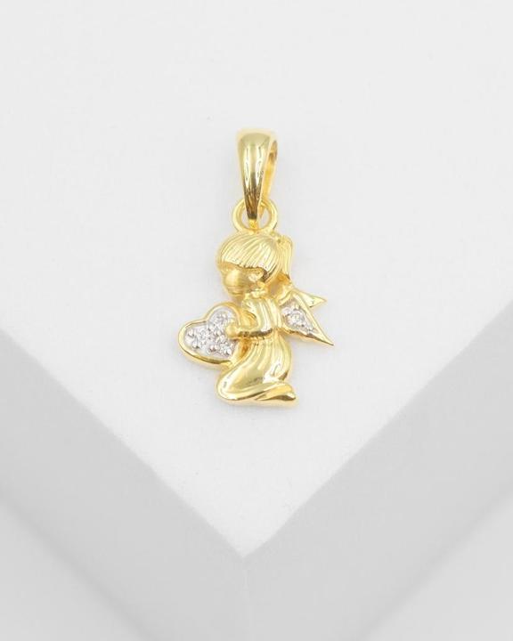 Immagine prodotto Muau Ciondolo Angelo 750/18K con diamante bicolore (750, Oro bicolore 18 carati)