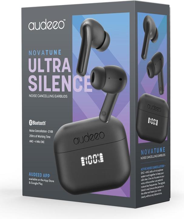 Actual product image Audeeo Headphones In-Ear TWS ANC ENC LED Novatune Black (ANC, 20 h, Wireless)