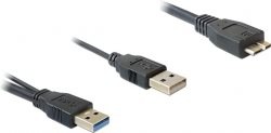 Produktbild Delock Kabel USB 3.0 Y 1x USB 3.0 micro-B St+ USB 2.0-A St 20cm (0.60 m, USB 3.0)