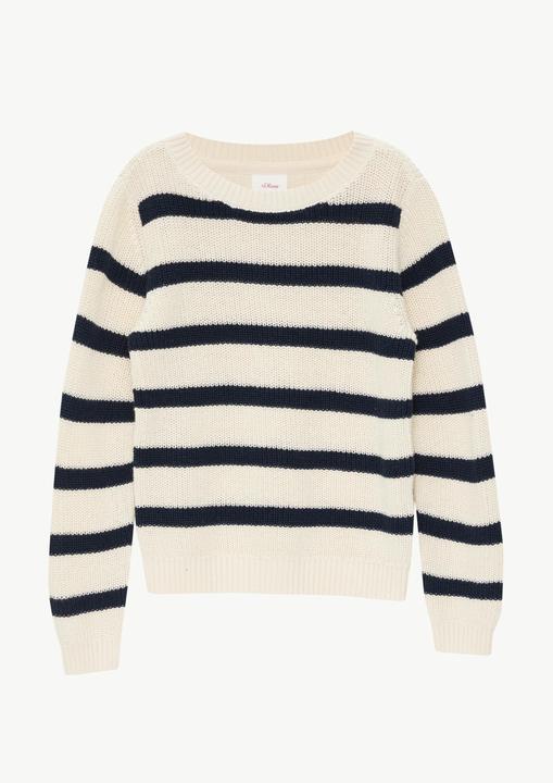 Produktbild s.Oliver Strickpullover Geringelter Strickpullover aus Baumwollmix (116, 122)