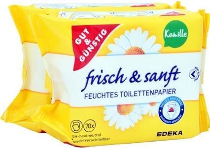 Actual product image Gut & Günstig GUT&GÜNSTIG moist toilet paper fresh & gentle 1-ply 2x 70 tissues (70 x)