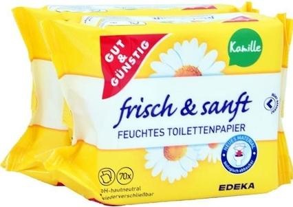Produktbild Gut & Günstig GUT&GÜNSTIG Feuchtes Toilettenpapier frisch & sanft 1-lagig 2x 70 Tücher (70 x)