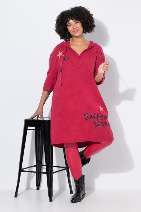 Image du produit Angel of Style Robe en mousseline à capuche, coupe oversize, étoiles (42, 44)