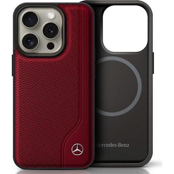Mercedes MEHMP16X23RBGVR iPhone 16 Pro Max 6.9" czerwony/red hardcase MB Wood Imitation Leather MagS (Apple iPhone 16 Pr...