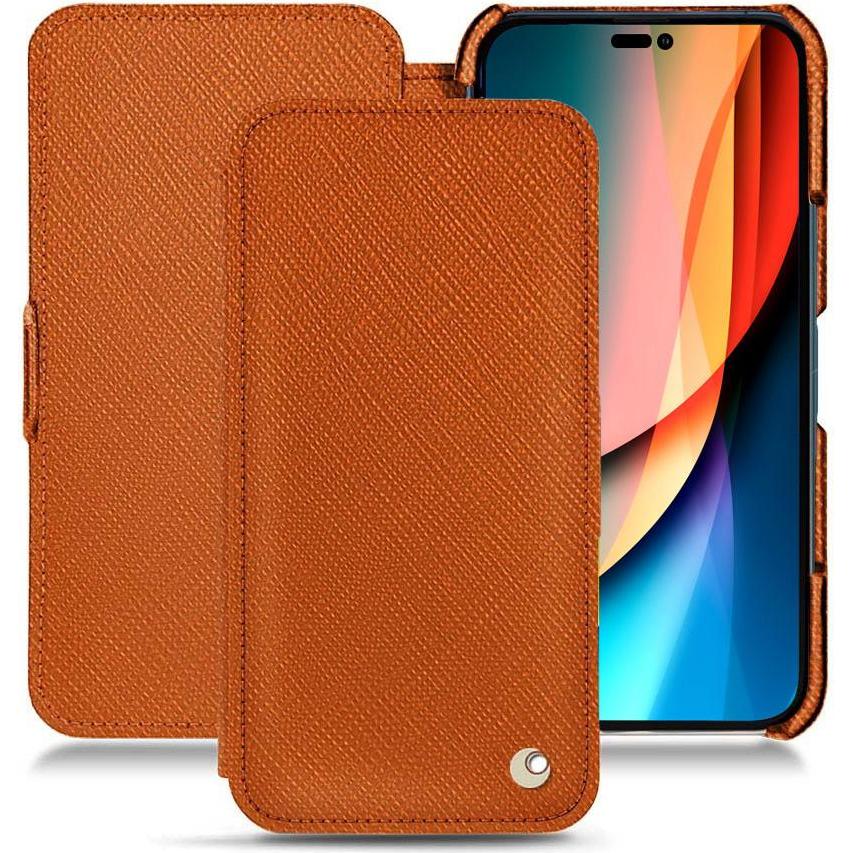 Thumbnail - Noreve Lederschutzhülle horizontal (Apple iPhone 14 Pro), Smartphone Hülle, Orange