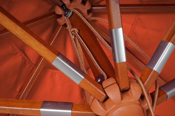 Produktbild Swisshandel24 Gastronomie Holz-Sonnenschirm, Gartenschirm, Polyester/Holz 14kg, eckig 3x3m Seilzug stosssicher - t (3 m)