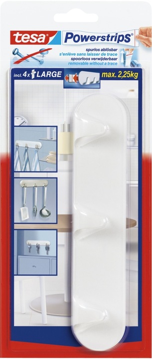 Produktbild tesa Powerstrips Hakenleiste 3er-Haken
