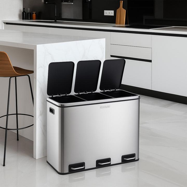 Produktbild Casa Pura Mülleimer Felix aus EdelstahlTrennsystem, 2 x 30 Liter (60 l)