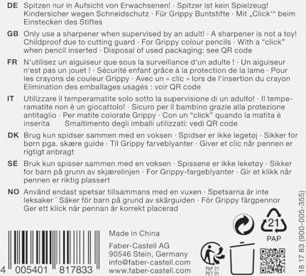 Nährwerte und Zutaten Faber-Castell Einzelspitzer Grippy BK