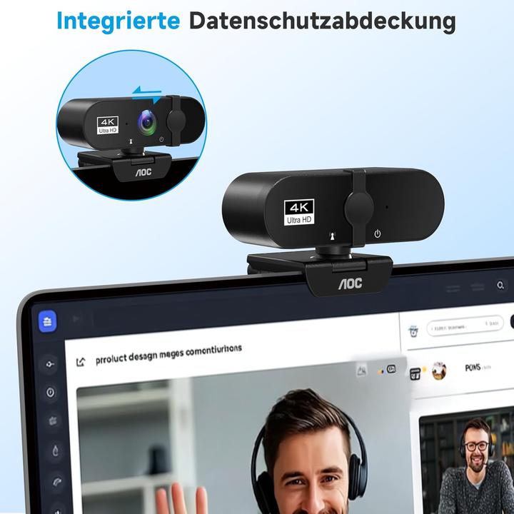 Immagine prodotto AOC AC310 Webcam 4K Ultra HD mit Autofokus & Mikrofon