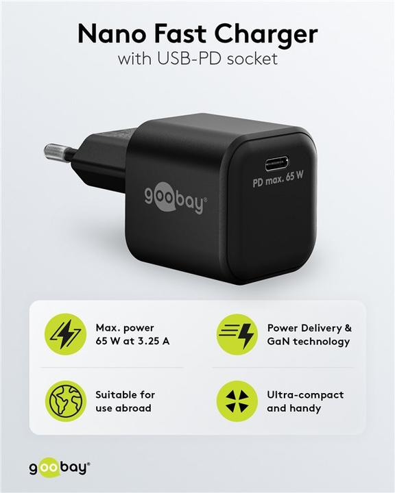 Image du produit Goobay Chargeur Rapide USB-C Nano avec technologie GaN (65 W)
