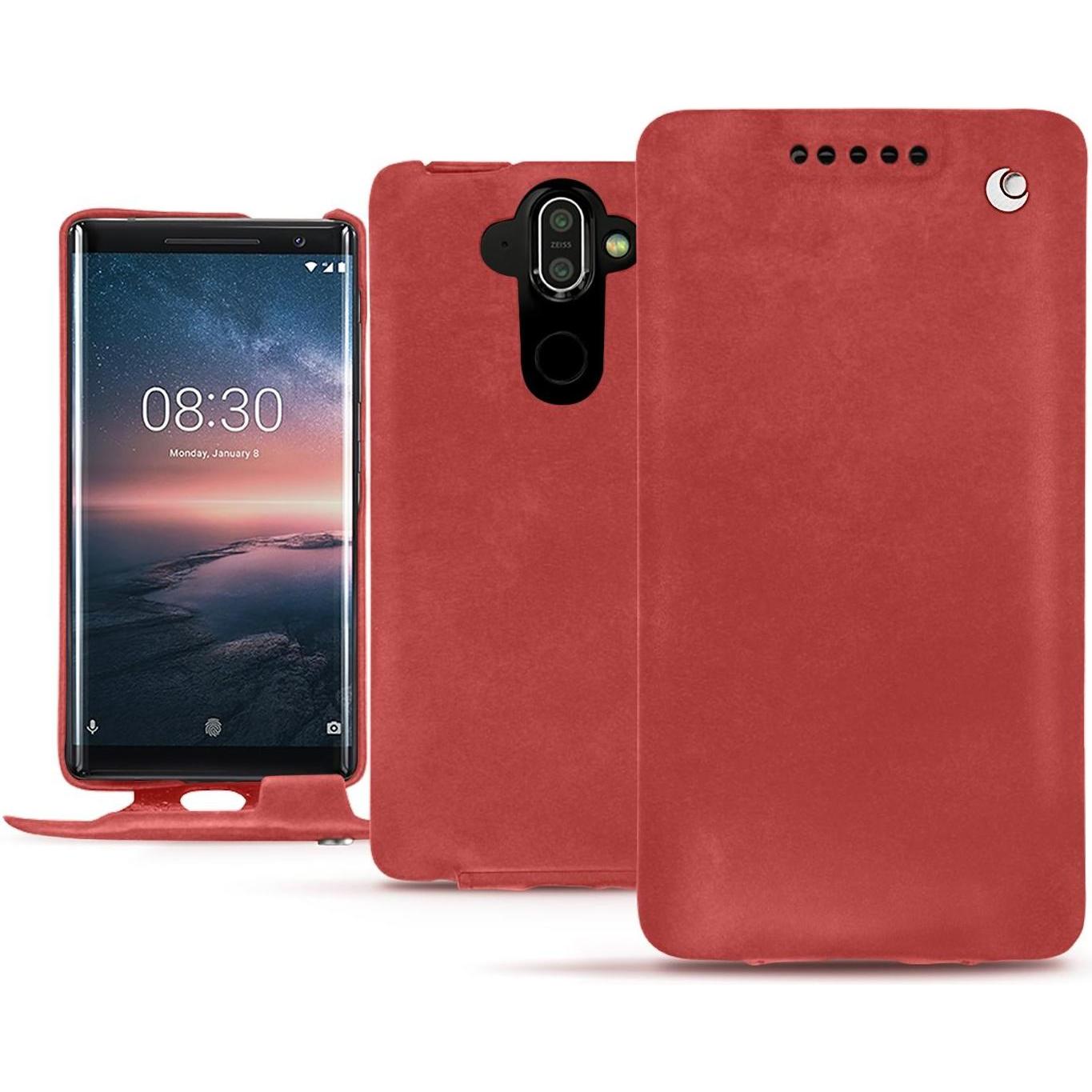 Noreve Lederschutzhülle vertikal (Nokia 8 Sirocco), Smartphone Hülle, Rot