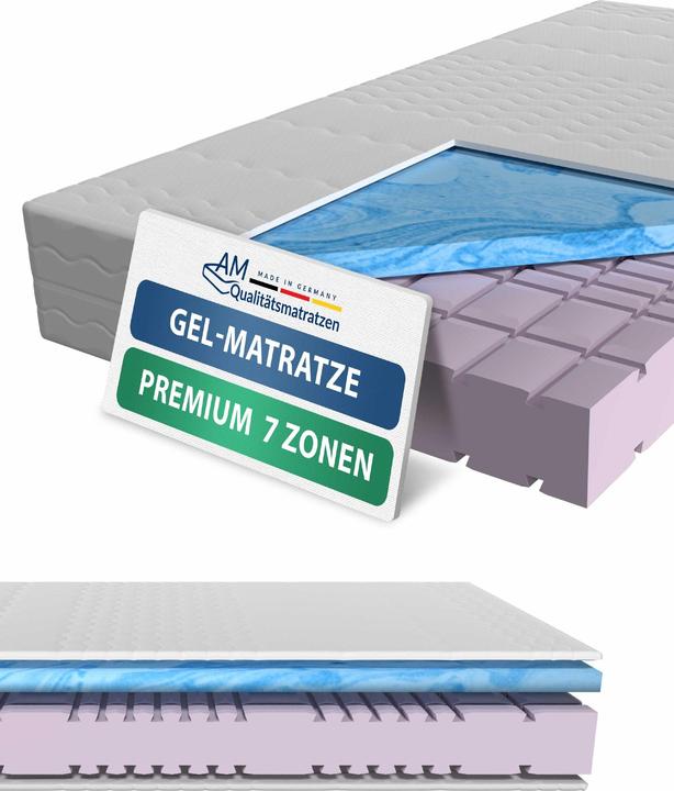 Produktbild AM Qualitätsmatratzen Premium 7-Zonen Gelschaum (140 x 200 cm, Schaumstoffkern)