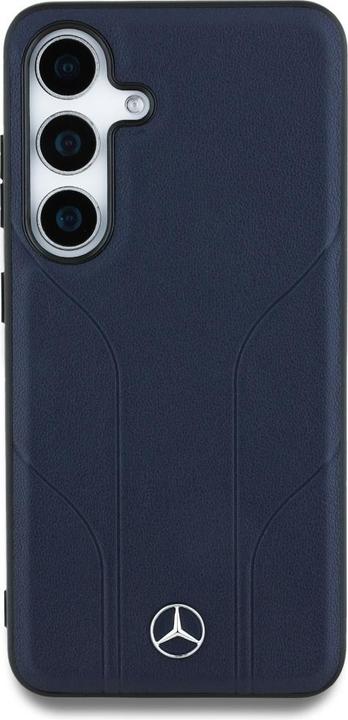 Produktbild Mercedes Leather Debossed Lines MagSafe Case for Samsung Galaxy S25 - Blue (Samsung Galaxy S25)