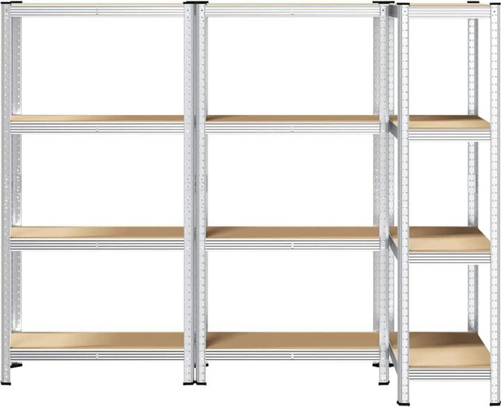 Image du produit vidaXL Rayonnages de stockage avec 4 étagères 3 pcs Argenté Acier & Bois composite