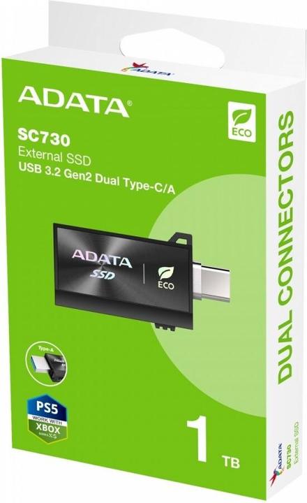 Produktbild Adata SSD 1.0TB External SC730 U3.2 Gen2 Black (1 TB)