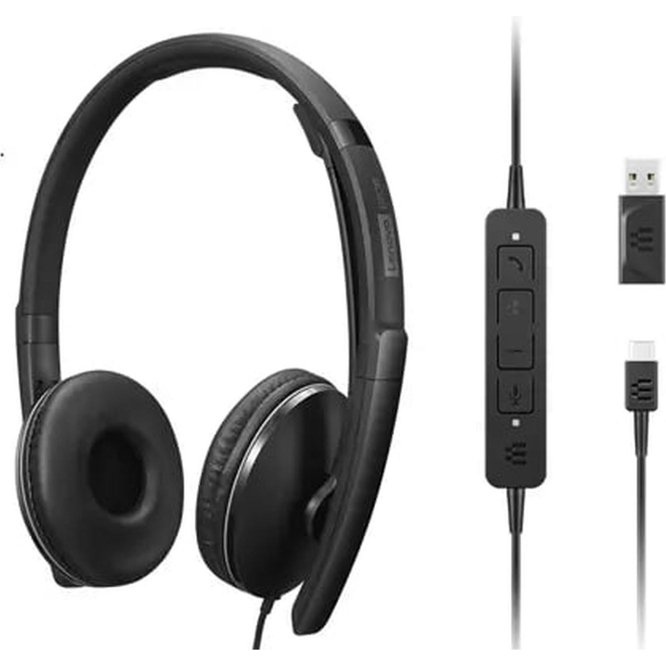 Lenovo Wired Anc Headset Gen 2 Uc (Kabelgebunden, USB-C), Office Headset, Schwarz