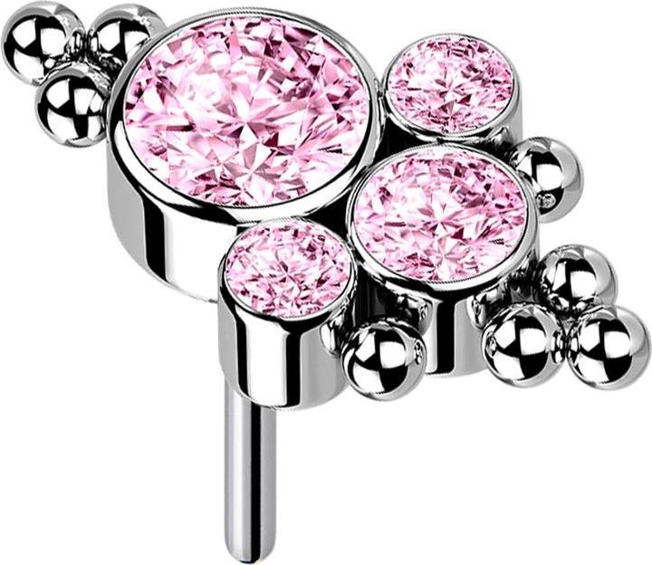 Immagine prodotto Star Piercing Threadless argento baubles quattro cristalli rosa (senza ottone, Titanio)