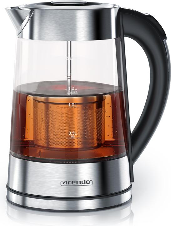 Image du produit Arendo Bouilloire 1,7 l, 2200 W, acier inoxydable & verre avec passoire à thé, théière, sélection de la (1.70 l)