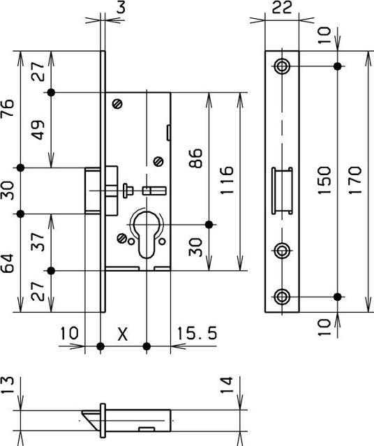 Actual product image MSL Tubular frame insert latch 1922 (Mortise lock)