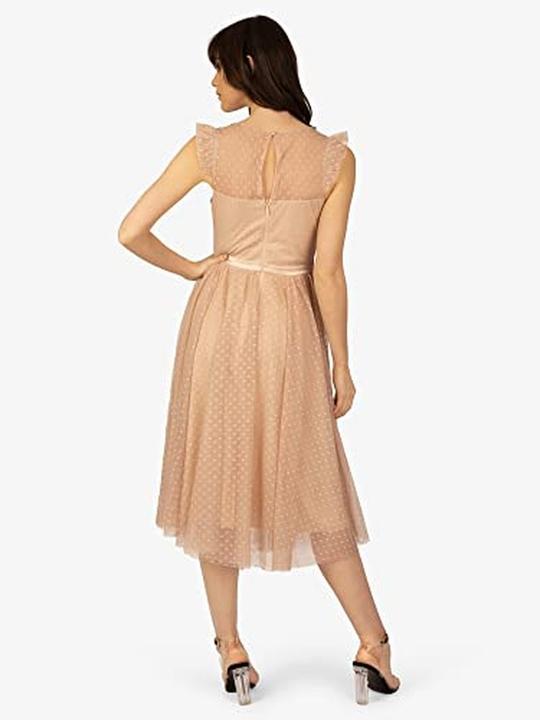 Actual product image Apart Fashion Cocktail Dress with Romantic Look, Round Neck, Short Flounce Sleeves, Curled Waistband (M)
