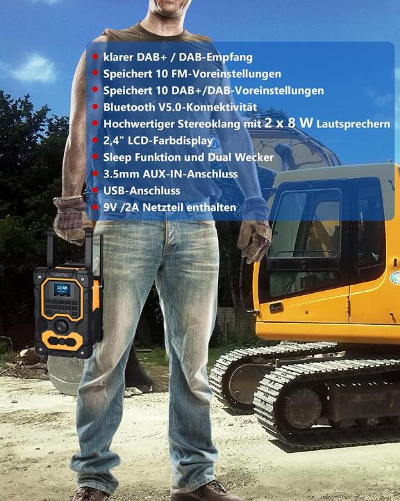 Actual product image Ueme Baustellenradio DB-1005 mit DAB+ und Bluetooth (DAB+, Bluetooth)