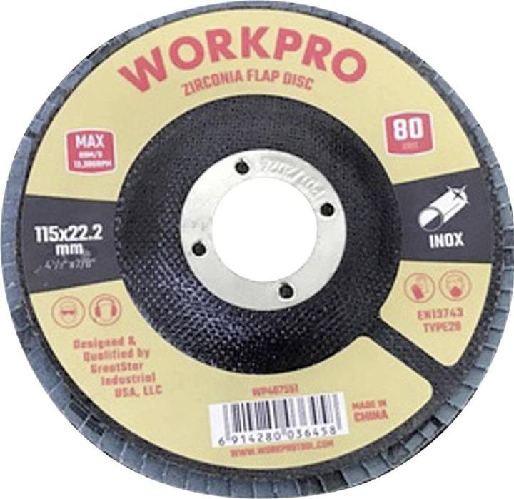 Produktbild Workpro Fächerschleifscheibe Plus INOX– 115 mm K80, 10 stk (80)